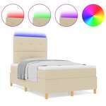 vidaXL Lit à ressort avec matelas et LED Crème 120x200 cm Tissu