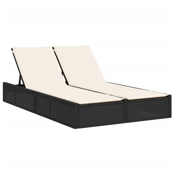 vidaXL Chaise longue double avec coussins noir résine tressée