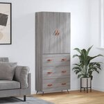vidaXL Buffet haut Sonoma gris 69 5x34x180 cm Bois d'ingénierie