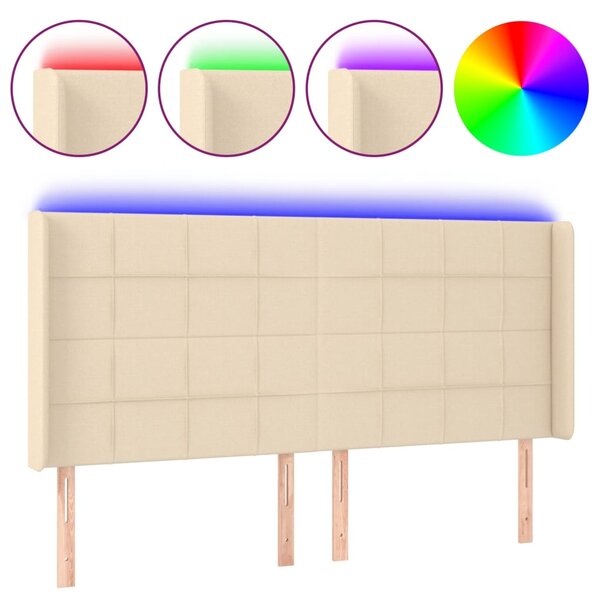 vidaXL Tête de lit à LED Crème 163x16x118/128 cm Tissu