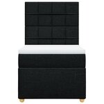 vidaXL Sommier à lattes de lit avec matelas Noir 90x200 cm Tissu