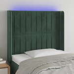 vidaXL Tête de lit à LED Vert foncé 93x16x118/128 cm Velours