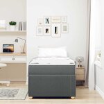 vidaXL Cadre de lit avec matelas Gris foncé 100 x 200 cm tissu