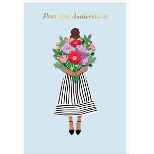 Carte Signature Bouquet Femme Anniversaire - 11 5 X 17cm - Draeger paris