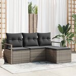 vidaXL Ensemble de canapé de jardin avec coussin 4 Pièces Gris