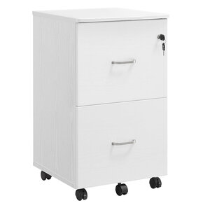 Caisson armoire de bureau mobile avec serrure 2 tiroirs système de blocage des roulettes rails de suspension réglables blanc 12_0004816