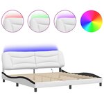 vidaXL Cadre de lit avec lumières LED blanc noir 200x200 cm similicuir