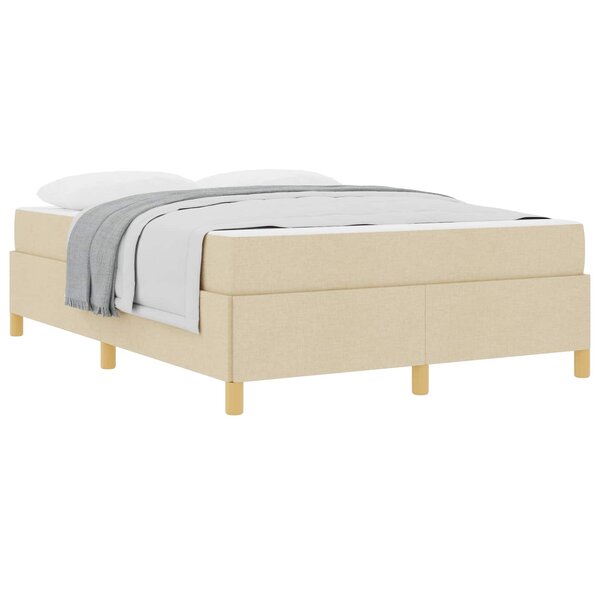 vidaXL Cadre de lit avec matelas Crème 160 x 200 cm tissu