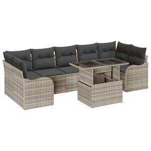 vidaXL Ensemble de canapé de jardin 8 Pièces Gris clair Poly rotin