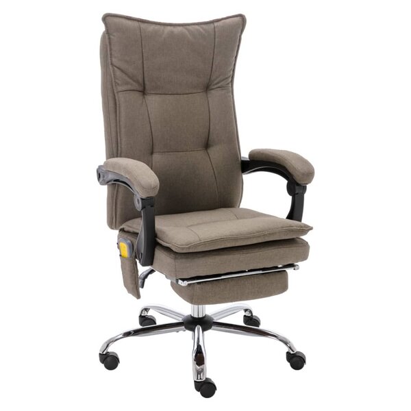 vidaXL Chaise de bureau de massage Taupe Tissu