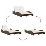 vidaXL Chaise longue avec coussins marron 114x205x73 cm résine tressée