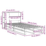 vidaXL Lit bibliothèque sans matelas cire marron 75x190 cm bois massif