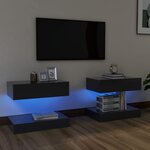 vidaXL Meubles TV avec lumières LED 2 Pièces gris 60x35 cm