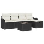 vidaXL Ensemble de canapé de jardin avec coussin 6 Pièces Noir Poly rotin