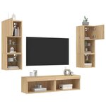 vidaXL Unités murales TV avec LED 6 Pièces chêne sonoma bois d'ingénierie