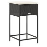 vidaXL Tabourets de bar jardin coussins lot de 2 noir résine tressée