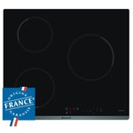 Table de cuisson induction BRANDT - 3 zones - 4600W - Revêtement verre - Noir - L58 x P51 cm - BPI6310B