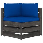 Vidaxl salon de jardin 4 pièces avec coussins bois imprégné de gris