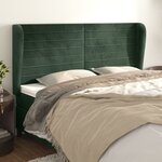 vidaXL Tête de lit avec oreilles Vert foncé 163x23x118/128 cm Velours