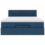 VidaXL Cadre de lit ottoman avec matelas bleu 140x200 cm tissu