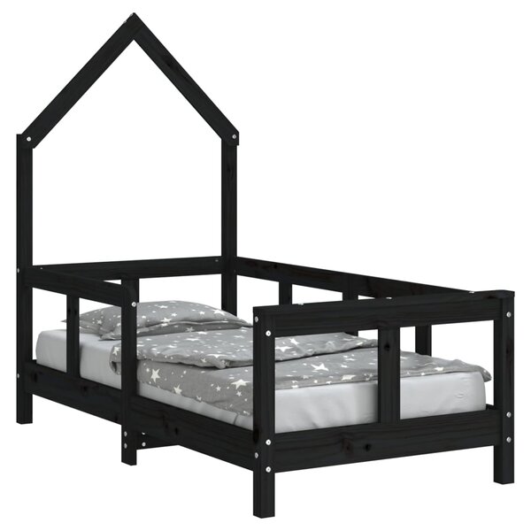 vidaXL Cadre de lit pour enfant noir 70x140 cm bois de pin massif