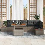 vidaXL Ensemble de canapé de jardin 7 Pièces Gris Poly rotin