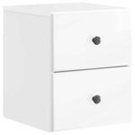 vidaXL Cabinet de chevet mural 2 Pièces Blanc brillant 34 5 x 33 x 40 cm