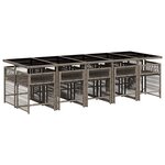 vidaXL Ensemble à manger de jardin 11Pièces avec coussins gris poly rotin