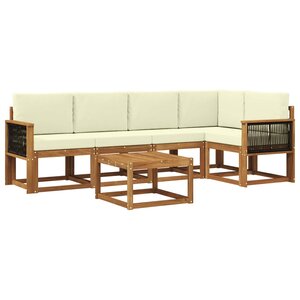 vidaXL Ensemble de canapés d'extérieur 6 pc Naturel et Crème