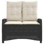 vidaXL Banc inclinable de jardin avec coussins noir résine tressée