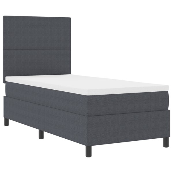 vidaXL Lit à ressorts avec matelas et LED gris foncé 80x200 cm tissu côtelé