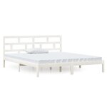 vidaXL Cadre de lit Blanc 135x190 cm Double Bois massif