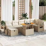 vidaXL Salon de jardin avec coussins 5 Pièces beige résine tressée acacia
