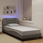 vidaXL Cadre de lit avec LED sans matelas taupe 90x200 cm tissu