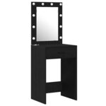 vidaXL Table de Toilette 3 Pièces Noir 50 x 41 x 135 cm Bois d'ingénierie