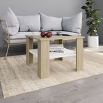 vidaXL Table basse Blanc et chêne sonoma 60 x 60 x 42 cm Aggloméré