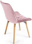 Lot de 6 chaises de salon salle à manger pied en bois et velours rose 01_0000591