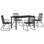 vidaXL Ensemble de salle à manger pour jardin 5 Pièces Noir Rattan PVC