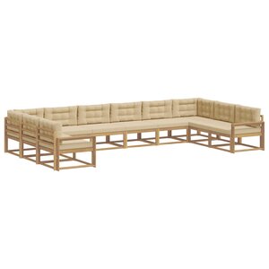 vidaXL Ensemble de canapés d'extérieur 10 Pièces Blanc et Beige