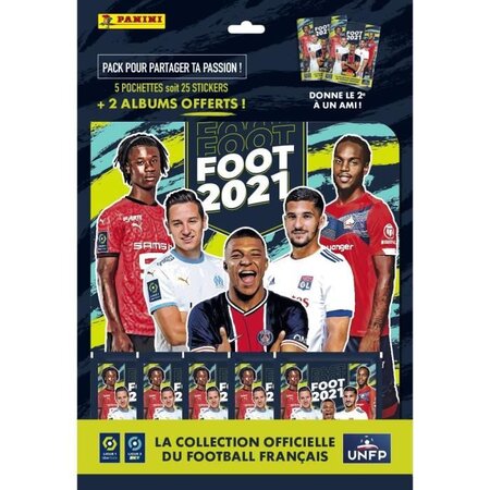 Carte a collectionner FOOT 2020-21 5 pochettes + 2 albums offerts