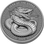 Pièce de monnaie en Argent 2 Dollars g 31.1 (1 oz) Millésime 2025 Lunar Series Fiji SNAKE