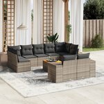 vidaXL Salon de jardin avec coussins 10 Pièces gris résine tressée