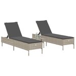 vidaXL Chaises longues avec coussins lot de 2 gris résine tressée