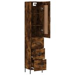 vidaXL Buffet haut Chêne fumé 34 5x34x180 cm Bois d'ingénierie