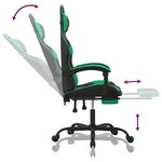 vidaXL Chaise de jeu avec repose-pied Noir et vert Similicuir