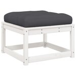 vidaXL Repose-pied de jardin avec coussins blanc bois de pin massif