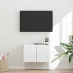vidaXL Meuble TV mural Montage mural Blanc brillant 59 5 x 31 x 40 cm
