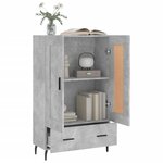 vidaXL Buffet haut gris béton 69 5x31x115 cm bois d'ingénierie