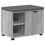 vidaXL Banc d'entrée avec coussin Uni Gris Sonoma 60 x 38 x 46 cm