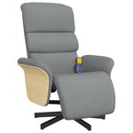 vidaXL Fauteuil inclinable de massage et repose-pieds gris clair tissu